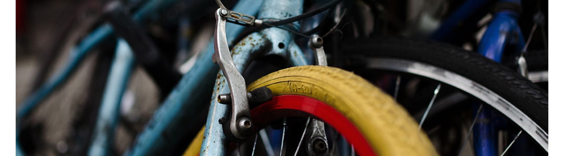 A bike wheel chained and locked